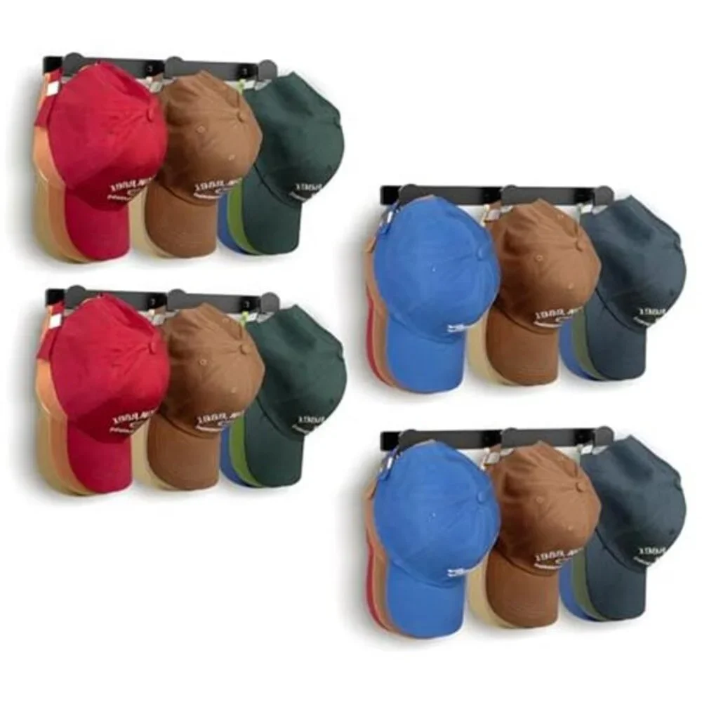 Baseball Cap Hat Rack Wall Hat Organizer Cap Holder Storage Hooks Holds 36 Hats